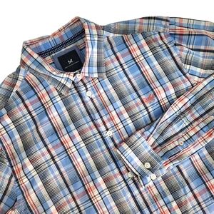 CREW CLOTHING COMPANY Blue Check Plaid Cotton Button Down Shirt long sleeve l